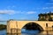 Famous Pont dÂ´ Avignon over Rhone River Saint Benezet Bridge. Avignon, Provence, France