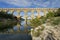 Famous Pont du Gard, old roman aqueduct in France