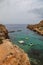 Famous Popeye village in Malta. Azure bay in the rocks.