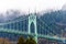 Famous popular arched gothic St Johns bridge in Portland Oregon