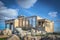 The famous Porch of the Caryatids or the Maidens on the south side of the Erechtheion or Erechtheum, an ancient Greek temple on