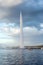 Famous powerful water jet on the Lake Geneva