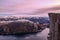 The famous Preikestolen Pulpit Rock over the Lysefjord, beautiful colors at sunset, Ryfylke, Rogaland, Norway