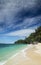 Famous puka beach on tropical paradise boracay island in philippines