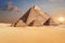 Famous Pyramids of Giza, beautiful sunset photo