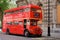 Famous red double decker London vintage bus. Old model vintage.