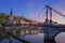 Famous red footbridge in the morning, Lyon