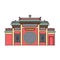 Famous red temple gate pavillion in Macau, China - flat isolated icon