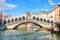 Famous Rialto bridge over the Grand Canal, Venice, Italy