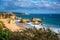 Famous rock formations in the ocean on Praia da Rocha, Portimao