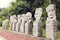 Famous Romanian personalities statues from Cuza\'s castle in Rugi