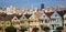 Famous row houses in San Francisco with skyline