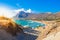 Famous sandy beach of Falasarna at the north west of Chania, Crete.