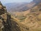 The famous Sani mountain pass dirt road with many tight curves connecting Lesotho and South Africa