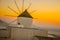 Famous Santorini Windmill at Sunset