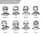 Famous science fiction writers, vector portraits, Bradbury, Lem, Sheckley, Orwell, Wells, Asimov, Harrison, King