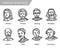 Famous scientists vector portraits, Newton, Einstein, Hawking, Mendeleev, Darwin, Tesla, Lomonosov