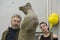 Famous sculptor Dado Stosic with student at Art Academy in Zagreb, Croatia