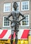 Famous sculptures of Amsterdam city centre close-up at cloudy day. General landscape view of city monuments