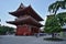 Famous Senso-Ji, Japanese temple in Asakusa, Tokyo with its typical pagoda and all oriental architectural elements