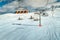 Famous ski slopes with cable cars in French Alpes, Europe