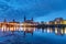 The famous skyline of Dresden at night