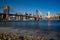 Famous Skyline of New York, Brooklin Bridge at the morning sun light , New York City, USA