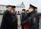 Famous Soviet and Russian film and theater actor Vasily Lanovoy instructs police cadet during the oath