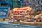 Famous Spanish jamon sandwich sold at the streets of Granada historic city center