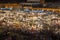 Famous square Jemaa El Fna busy with many people and lights during the night, medina of Marrakesh, Morocco