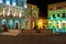 Famous square in Old Havana illuminated at night