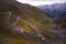 Famous Stelvio pass in Italian mountains, scenic and dangerous road