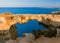 Famous stone Sin Bridge at sunset in Ayia Napa Cyprus