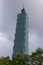 Famous Taipei 101 against a stormy sky