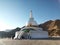 Famous tourist attraction Serene Shanti Stupa, Peace Pagoda near Leh, Ladakh, Jammu and Kashmir, India