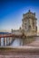 Famous Tourist Destinations. Belem Tower on Tagus River in Lisbon at Blue Hour, Portugal
