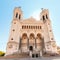 Famous tourist landmark of Lyon is a Notre Dame Fourviere Cathedral. Travel and catholic destinations