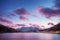 Famous tourist place Lake Lago di Misurina on sunset. picture with long e[posure and amazing dramatic sky