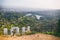 Famous touristic attraction an iconic Hollywood Sign overlooking Los Angeles