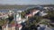 Famous touristic places in Kyiv aerial view to Saint Andrew Church in hystoric center of Kiev, Ukraine