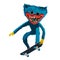 The famous toy monster Huggy Wuggy rides a skateboard