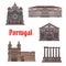 Famous travel landmark of Portugal icon set