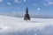 Famous A Tree of Christmas Tree standing on Snow Hill wiht Blue Sky in Winter, Biei, Hokkaido, Japan