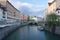 The famous Triple Bridge across the Ljubljanica River with Franc