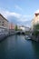 The famous Triple Bridge across the Ljubljanica River with Franc