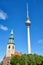 The famous TV Tower and the Marienkirche at Alexanderplatz