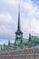 The famous twisted tower of the historic stock exchange building at Copenhagen, Denmark