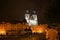 Famous Tyn Church in Prague on Old Town Square in the evening light, Czech Republic