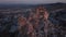 The Famous Uchhisar Cave Castle In Cappadocia, At Sunset