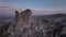 The Famous Uchhisar Cave Castle In Cappadocia, At Sunset